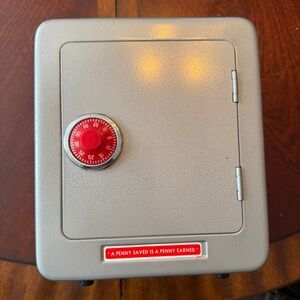 Vintage Schylling Steel A Penny Saved Is A Penny Earned Safe w/Alarm Coin Bank